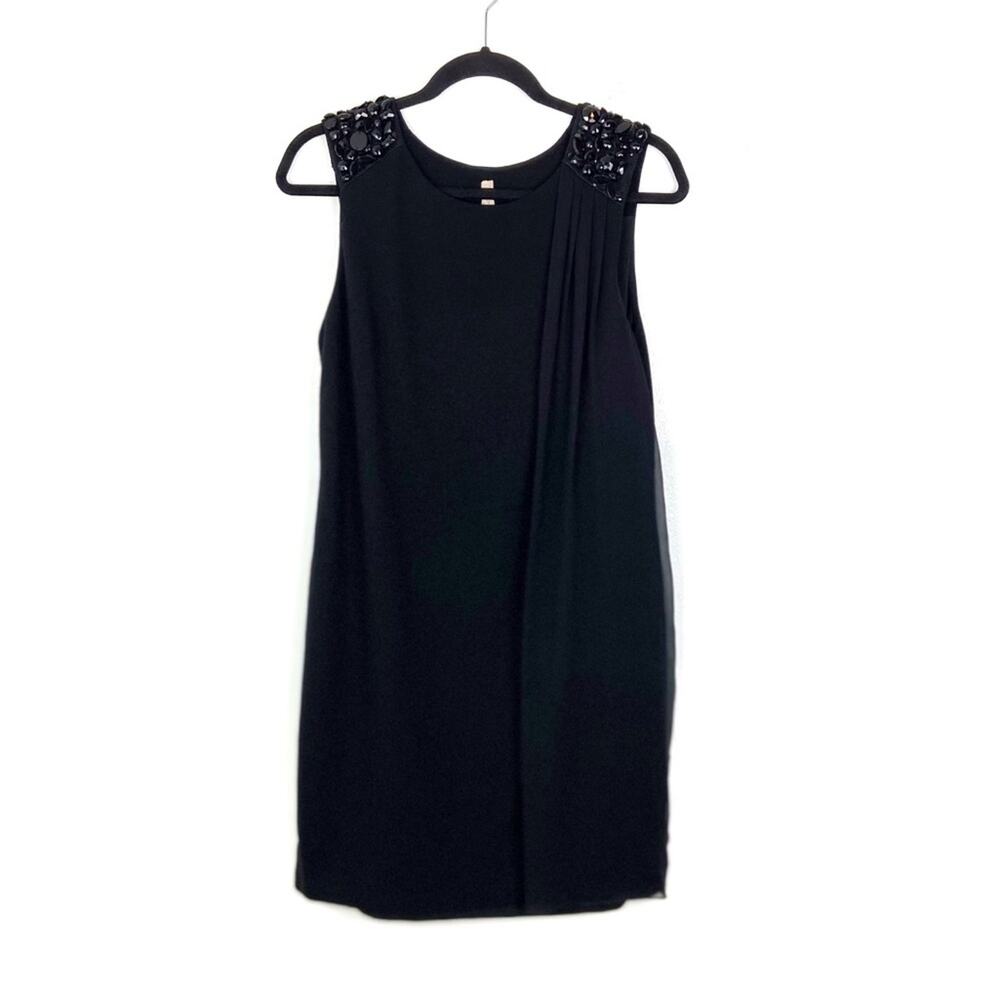 Bailey 44 Black Sleeveless Beaded Tunic Dress LG